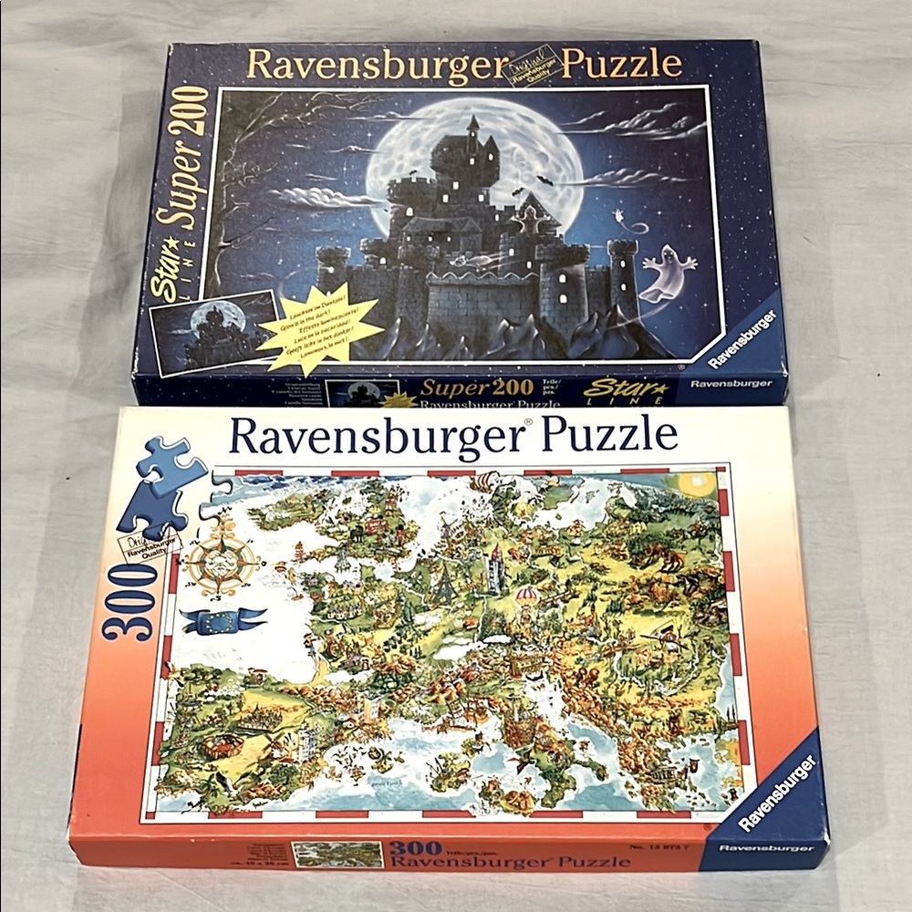 LAST CALL: 2 Ravensburger Puzzles 200 300 pcs Haunted House Halloween Map Europe